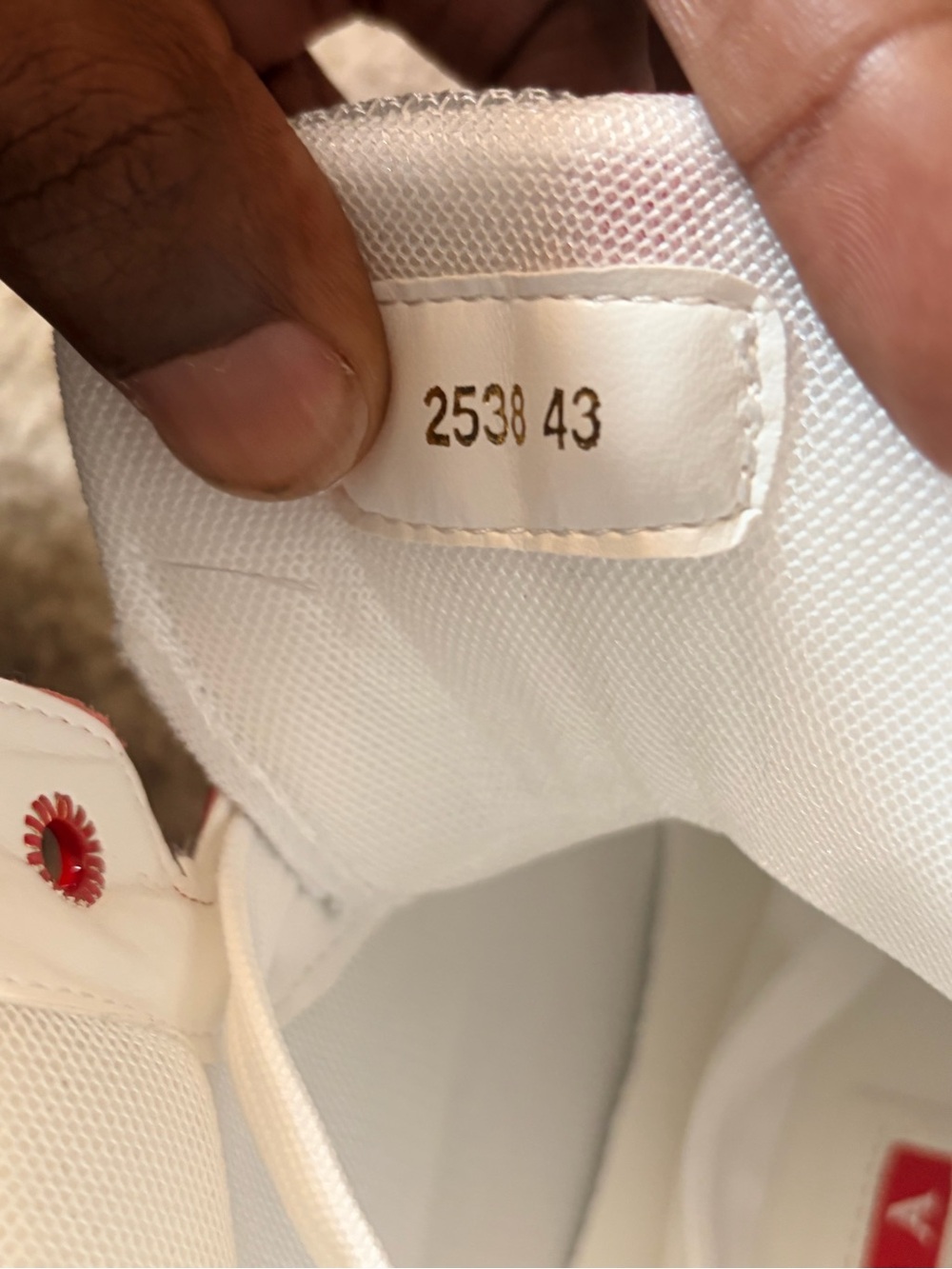 Prada Red and White Size Euro 43 High-Top Sneakers - Picture 6 of 8